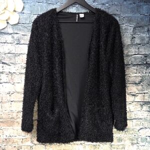 H&M | Divided By H&M Fuzzy Black Eyelash Cardigan Sweater